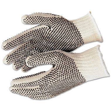 MCR Safety PVC Dot String Knit Gloves, X-Large, Natural, 2 Sided Dots (12 PR / DOZ)