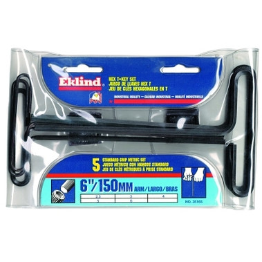 Eklind Tool Standard Grip Metric Hex T-Key Sets, 5 per pouch, Hex Tip, Metric, 6 in Handle (1 SET / SET)