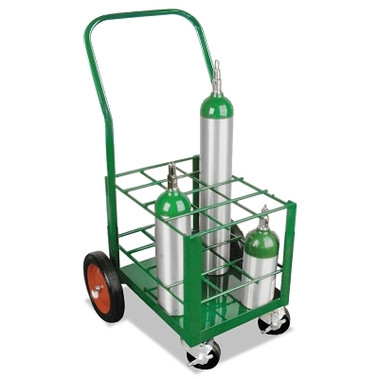 Anthony Medium-Duty M7, M9, C, D, and E Size Cylinders Transport Cart, Holds 12 Cylinders, 2-10 in Rubber Wheels/2-Locking Casters (1 EA / EA)