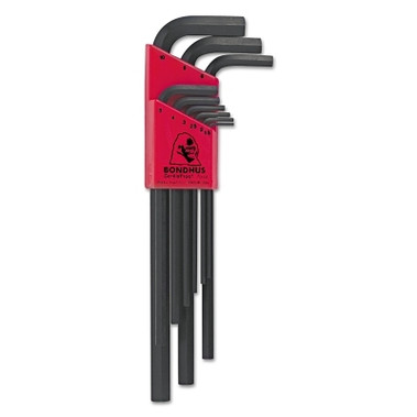 Bondhus Hex L-Wrench Key Set, 9 per Holder, Hex Tip, Metric, 1-1/2 mm to 9 mm (1 ST / ST)