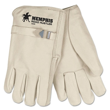 MCR Safety Road Hustler Drivers Gloves, Cow Grain Leather, Large, Beige (12 PR / DZ)
