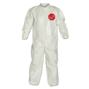 DuPont Tychem 4000 Coverall, Bound Seams, Collar, Elastic Wrist and Ankles, Zipper Front, Storm Flap, White, 5X-Large (12 EA / CA)