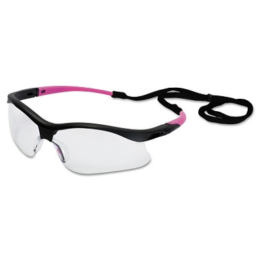 KleenGuard V30 Nemesis Safety Glasses, Clear, Polycarbonate Lens, Anti-Fog, Black Frame/Pink Temples, Nylon, Small (12 EA / CA)