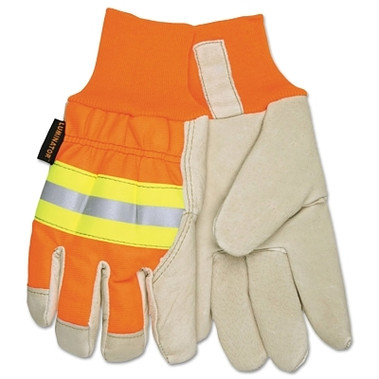 MCR Safety Luminator Gloves, Large, Beige/Hi-Vis Orange/Lime/Silver (12 PR / DZ)
