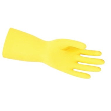 MCR Safety Unsupported Latex Gloves, 9 - 9.5, Latex, Yellow (12 PR / DZ)