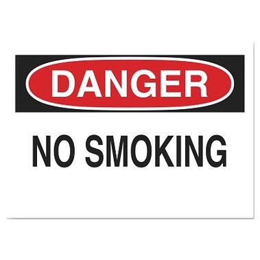 Brady Health & Safety Signs, Danger - No Smoking, 10X14 Polyester Sticker (1 EA / EA)