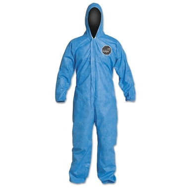 DuPont Proshield 10 Coverall, Serged Seams, Attached Hood, Elastic Wrists and Ankles, Zipper Front, Storm Flap, Blue, Medium (25 EA / CA)