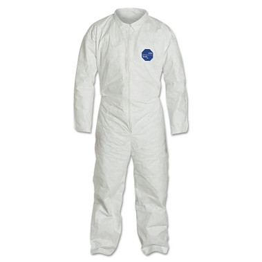 DuPont Tyvek 400 Coverall, Serged Seams, Collar, Elastic Waist, Open Wrists/Ankles, Front Zipper, Storm Flap, White, 6X-Large (25 EA / CA)