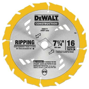 DeWalt Portable Construction Saw Blades, 7 1/4 in, 16 Teeth (25 EA / BOX)