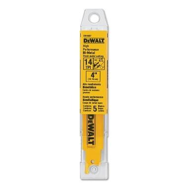 DeWalt Metal Cutting Reciprocating Saw Blades, 4 in, 14 TPI, Straight Back, 5/PK (5 EA / PKG)