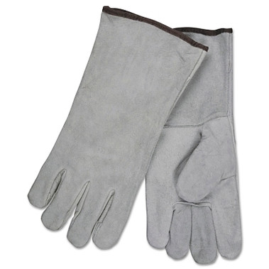 MCR Safety Split Cow Welders Gloves, Economy Shoulder Leather, Large, Gray (12 PR / DZ)