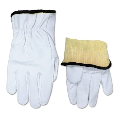 MCR Safety Goatskin Drivers Gloves, Goatskin/Kevlar, White/Yellow (10 DZ / CA)