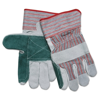 MCR Safety Industrial Standard Shoulder Split Gloves, X-Large, Leather, Gray w/Red Stripes (12 PR / DZ)