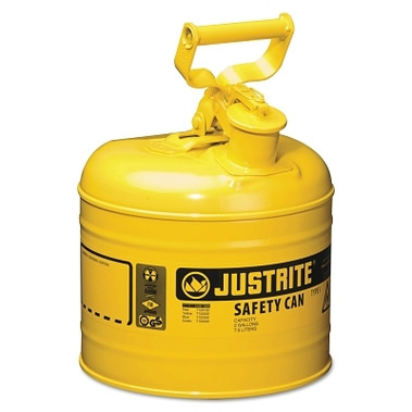 Justrite Type I Steel Safety Can, Diesel, 2 gal, Yellow (1 EA / EA)