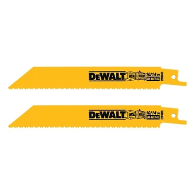 DeWalt Bi-Metal Reciprocating Saw Blades, 6 in, 10/14 TPI, Straight Back, Wood, 2/PK (10 EA / BOX)