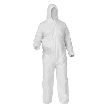 Kimberly-Clark Professional KleenGuard A35 Economy Liquid & Particle Protection Coveralls, Zipper Front/Elastic Wrists/Ankles/Hood, White, Sm (1 CA  / CA)