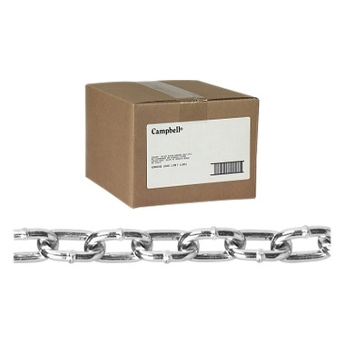 Campbell Straight Link Machine Chains, Size 2, 325 lb Limit, Blu-Krome (100 FT / CTN)