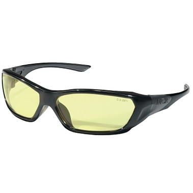 MCR Safety ForceFlex Protective Eyewear, Amber Lens, Duramass Hard Coat, Black Frame (12 EA / PK)