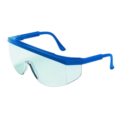 MCR Safety Tomahawk Protective Eyewear, Clear Lens, Duramass Hard Coat, Blue Frame, Nylon (1 EA / EA)