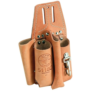 Klein Tools Pliers, Ruler, Screwdriver and Wrench Holders, 4 Compartments, Leather (1 EA / EA)