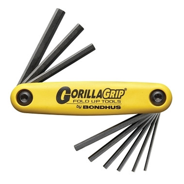 Bondhus GorillaGrip Fold-Up, 9 per Fold-Up, Hex Tip, Inch, 5/64 in to 1/4 in (1 ST / ST)