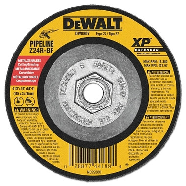 DeWalt Extended Performance Type 27 Depressed Center Wheel, 4 1/2", Z24R, 1/8 in Thick (10 EA / CA)