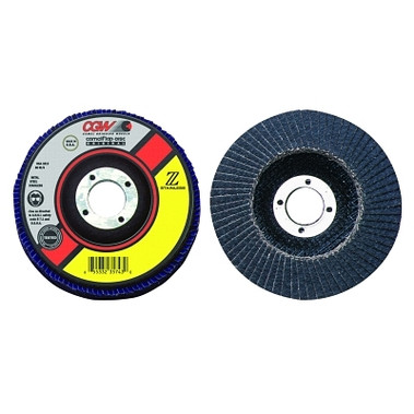 CGW Abrasives Flap Discs, Z-Stainless, Regular, 4 1/2", 40 Grit, 5/8 Arbor, 13,300 rpm, T27 (10 EA / BOX)