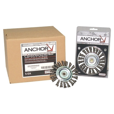 Anchor Brand Knot Wheel Brushes, 4 in D, 1/2 in Face, 0.014 in Carbon Steel Wire (5 EA / BOX)