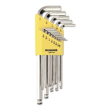 Bondhus BriteGuard Balldriver L-Wrench Key Sets, 13 per holder, Hex Ball Tip, Inch (1 ST / ST)