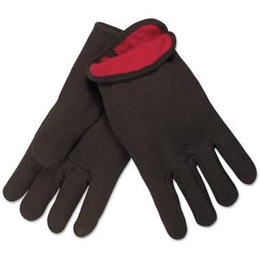 MCR Safety Fleece-Lined Jersey Gloves, Large, Brown/Red (12 PR / DOZ)