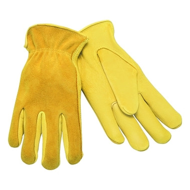 MCR Safety Drivers Gloves, Large, Leather, Gold Color (12 PR / DZ)