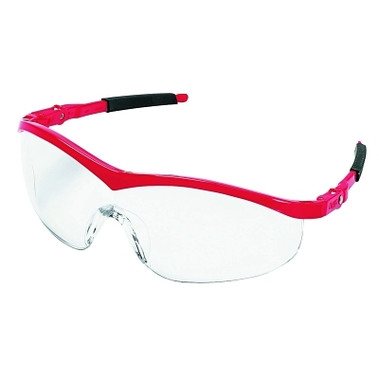 MCR Safety Storm Protective Eyewear, Clear Lens, Duramass Hard Coat, Red Frame, Nylon (12 EA / BOX)