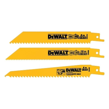 DeWalt Reciprocating Blade Sets, Wood/Metal, 3 pc (10 ST / PK)