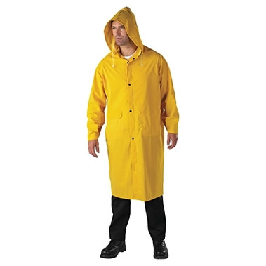 Anchor Brand 48 in Raincoat with Detachable Hood, 0.35 mm, PVC over Polyester, Yellow, 2X-Large (1 EA / EA)