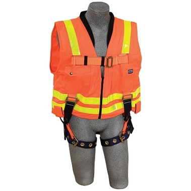 DBI-SALA Delta Vest Hi-Vis Reflective Workvest Harness, Tongue Buckle, Orange, Universal (1 EA / EA)