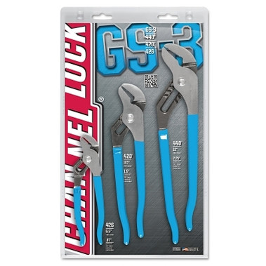 Channellock Tongue and Groove Straight Jaw Plier Set, 4 Pc, 4.5 in L, 6.5 in L, 12 in L, 16.5 in L (1 ST / ST)