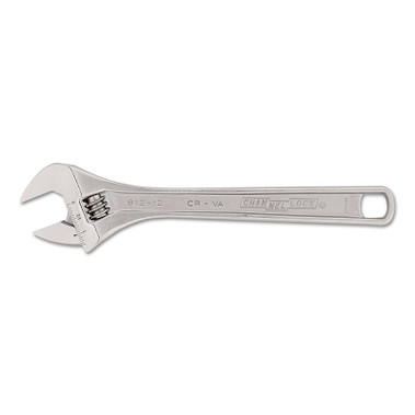 Channellock Adjustable Wrench, 12 in Long, 1-1/2 in Opening, Chrome, Bulk (1 EA / EA)