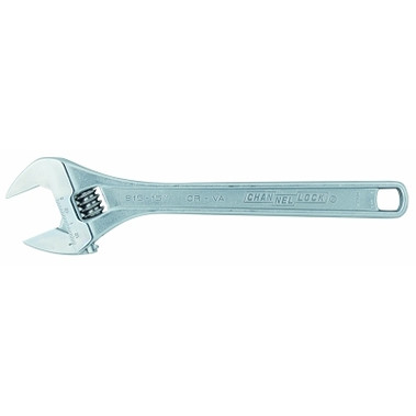 Channellock Adjustable Wrench, 15 in Long, 1.69 in Opening, Chrome (1 EA / EA)