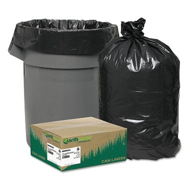 Earthsense Commercial Recycled Can Liners, 55-60gal, 2mil, 38 x 58, Black (100 EA / CT)