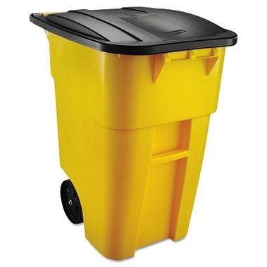 Rubbermaid Commercial Brute Rollout Container, Square, Plastic, 50 gal, Yellow (1 EA / EA)