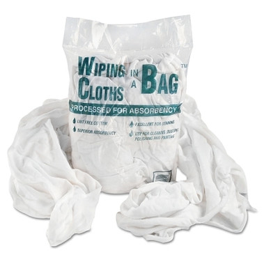 General Supply Bag-A-Rags Reusable Wiping Cloths, Cotton, White, 1lb Pack (12 PK / BX)