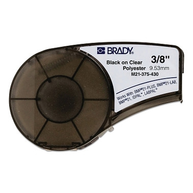 Brady BMP21 Plus Series B-430 Clear Polyester Component/Panel Label, 21 ft x 0.375 in W, Black on Clear (1 EA / EA)