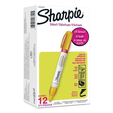 Sharpie Oil Based Paint Marker, Yellow, Medium, Bullet (12 EA / DZ)