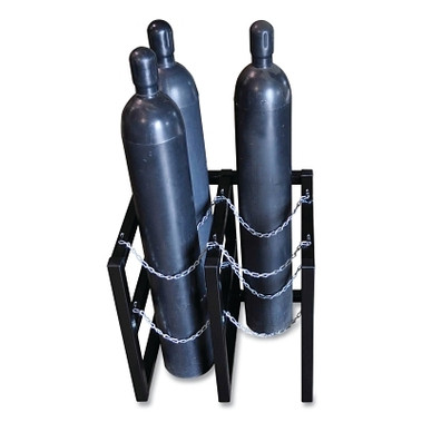 Justrite Gas Cylinder Barricade Rack, 2 ft W x 2 ft Deep, 4 Cylinder Capacity, 8 in to 12 in dia, Square Steel Tubing, Chains (1 EA / EA)