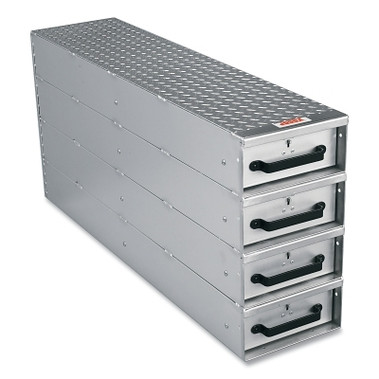 Crescent JOBOX Premium Aluminum Long Stacked Storage Drawers, 9.2 ftÂ³ Capacity, 12 in W x 50 in D x 24 in H, Silver (1 EA / EA)