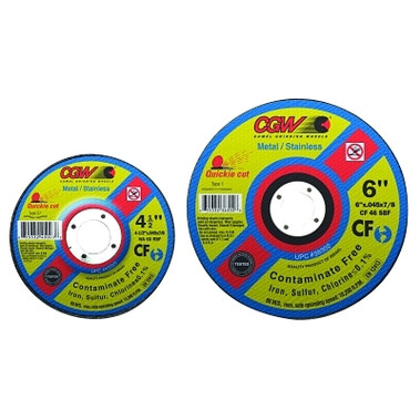 CGW Abrasives Contaminate Free Cut-Off Wheel, 7 in Dia, .045 in Thick, 60 Grit, Alum. Oxide (25 EA / BOX)