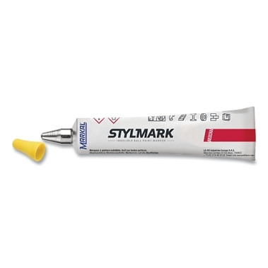 Markal Dura-Ball Paint Tube Markers, Yellow, 1/8 in, Metal Ball Point (1 MKR / MKR)