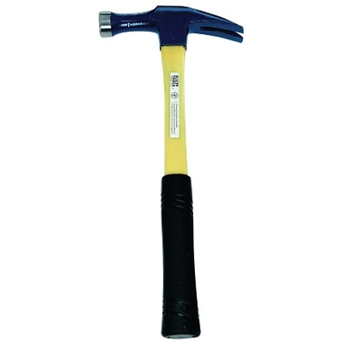 Klein Tools Electrician's Straight Claw Hammer, Forged Steel, Fiberglass Handle, 15 in, 2 lb (1 EA / EA)