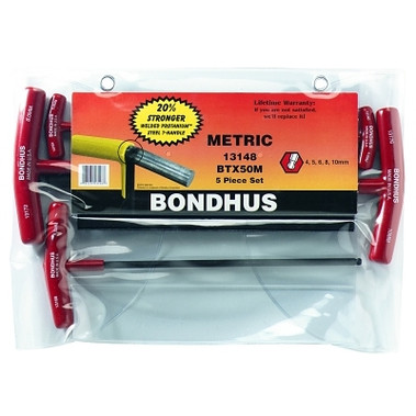 Bondhus Balldriver T-Handle Hex Key Sets, Hex Ball Tip, Metric (1 SET / SET)