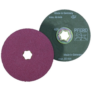 Pferd COMBICLICK Aluminum Oxide Fiber Discs, 5 in Dia., 24 Grit (25 EA / BX)
